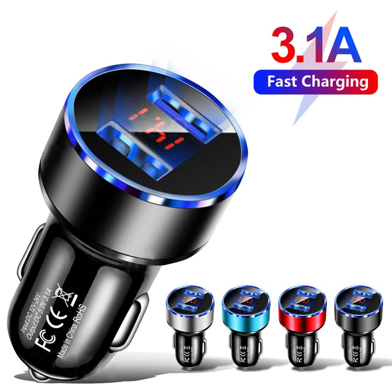 3.1A Dual USB Car Charger  With LED Display