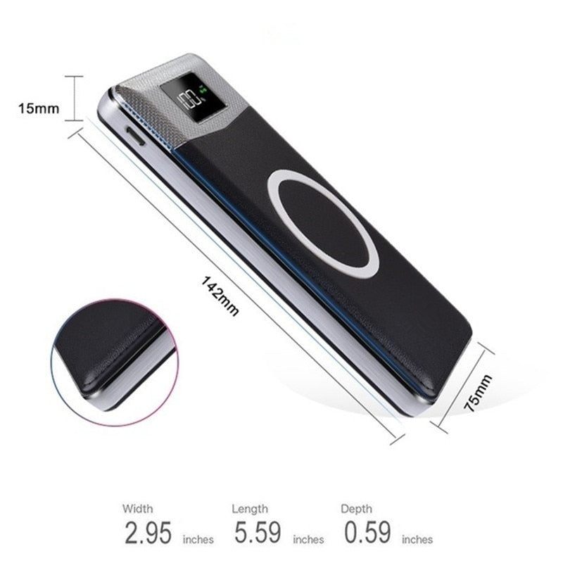 30000mAh Dual USB Wireless Power Bank with LED Display