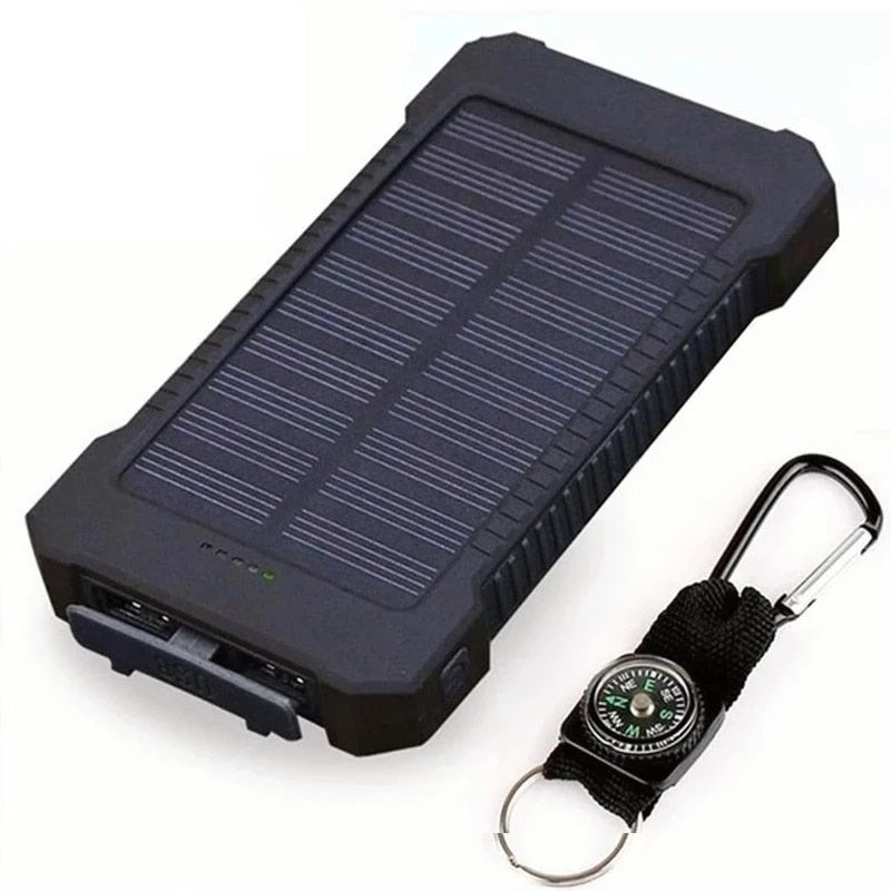 30000mAh Solar Dual USB Waterproof Power Bank with LED Light