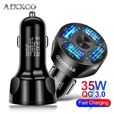 AIXXCO 3 Ports USB Car Charger 3.0 Fast