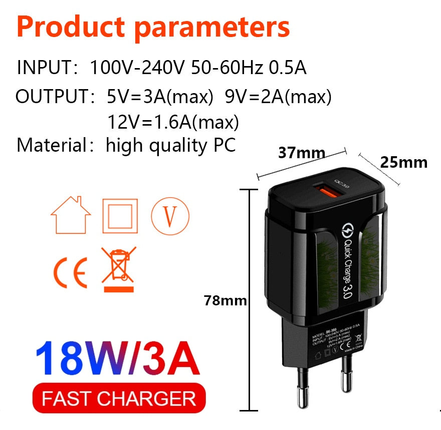 AIXXCO Quick Charge 5V 2A QC 3.0 with LED Light