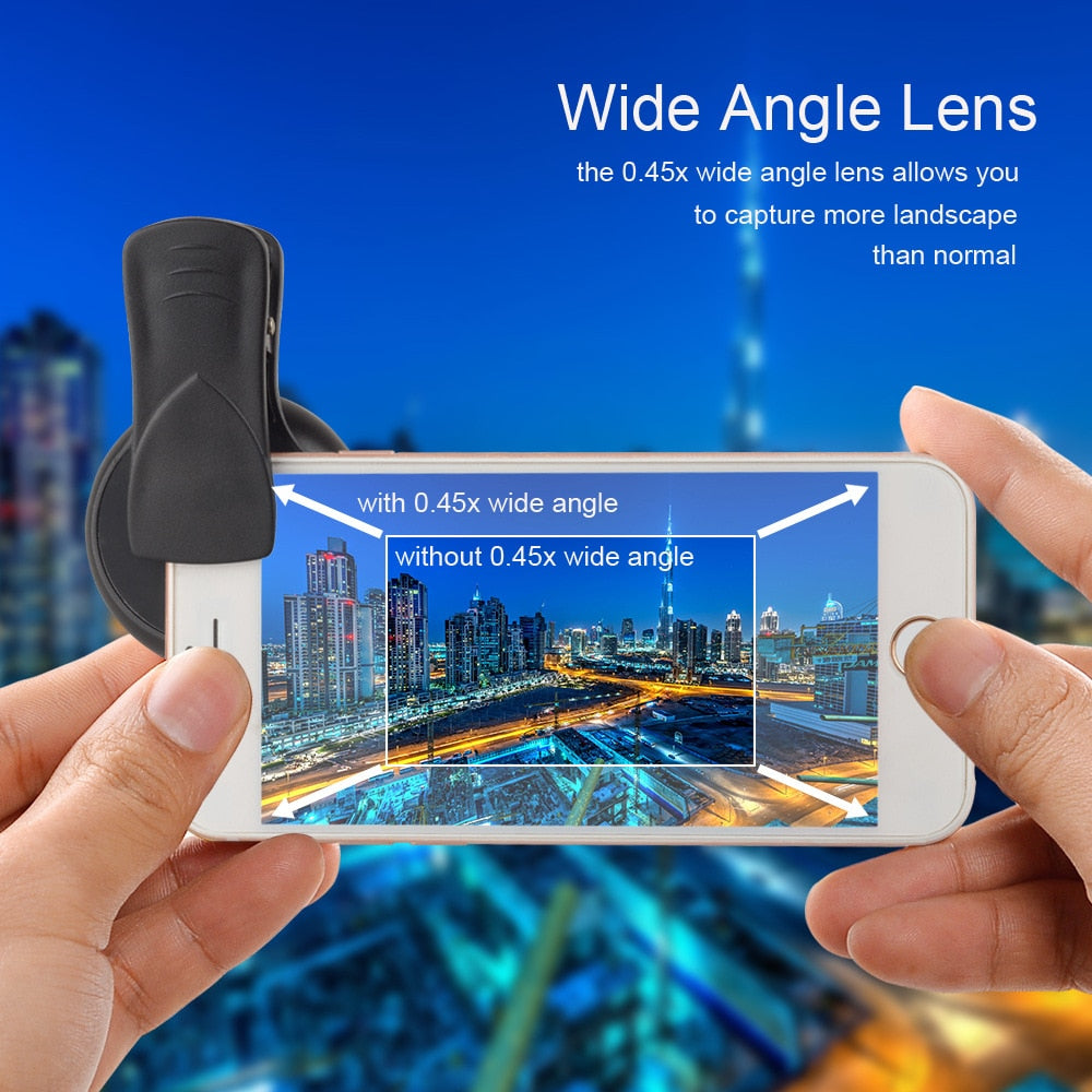 APEXEL 2 in 1 HD Camera Lens 0.45x Super Wide Angle