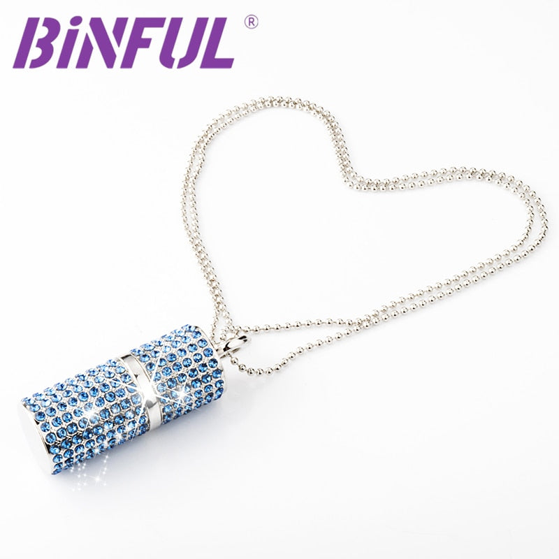 BiNFUL USB Flash Drive Diamond Crystal Necklace