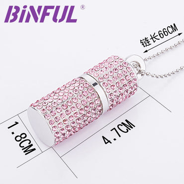 BiNFUL USB Flash Drive Diamond Crystal Necklace