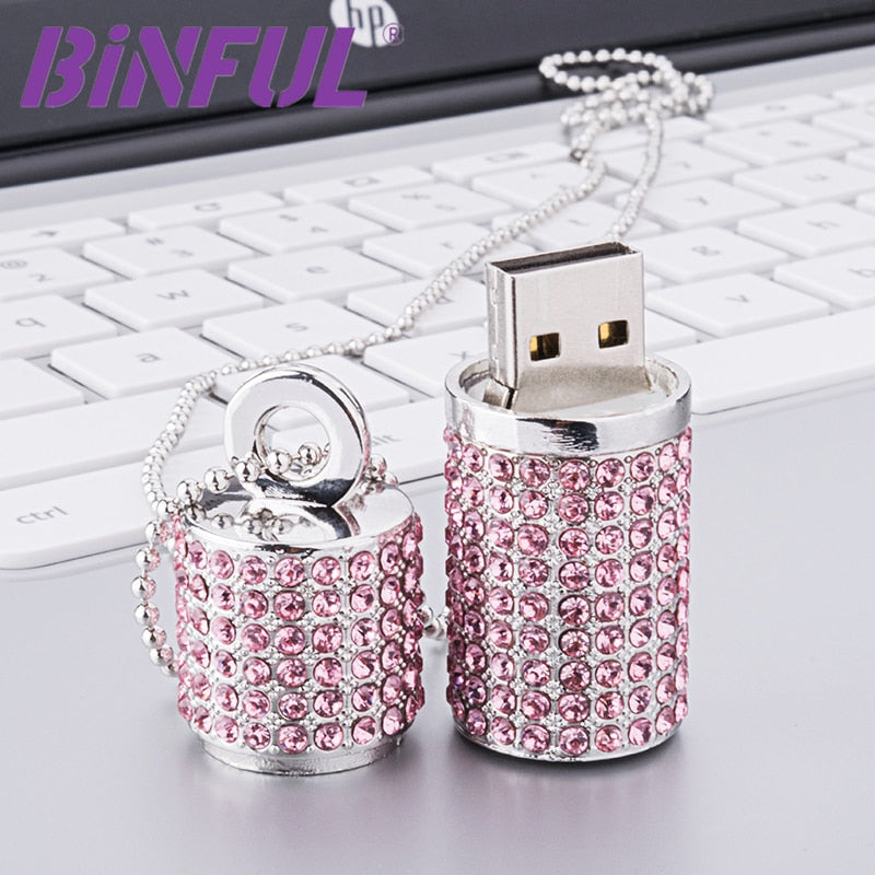 BiNFUL USB Flash Drive Diamond Crystal Necklace