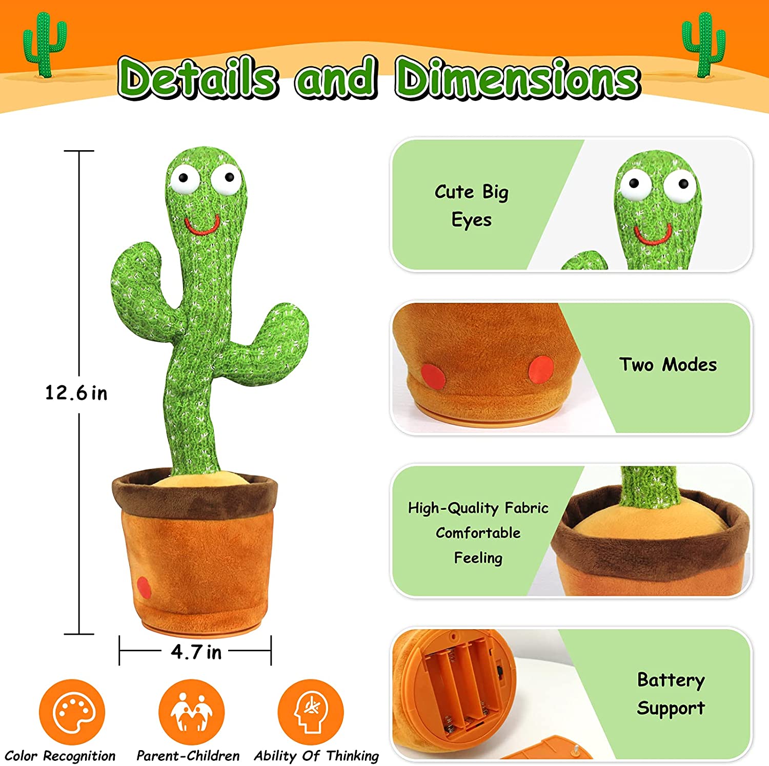 Soft Plush Cactus For Babies That Can Sing And Dance