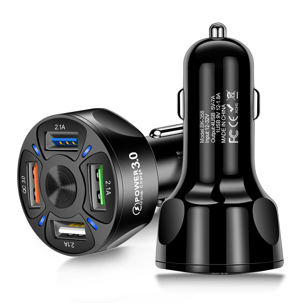 4 Port Car USB Charger Quick Charge 3.0 18W