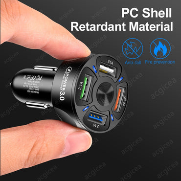 4 Port Car USB Charger Quick Charge 3.0 18W