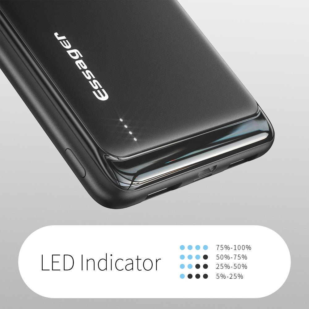 Essager Slim  10000mAh  Power Bank with Dual USB LED Display