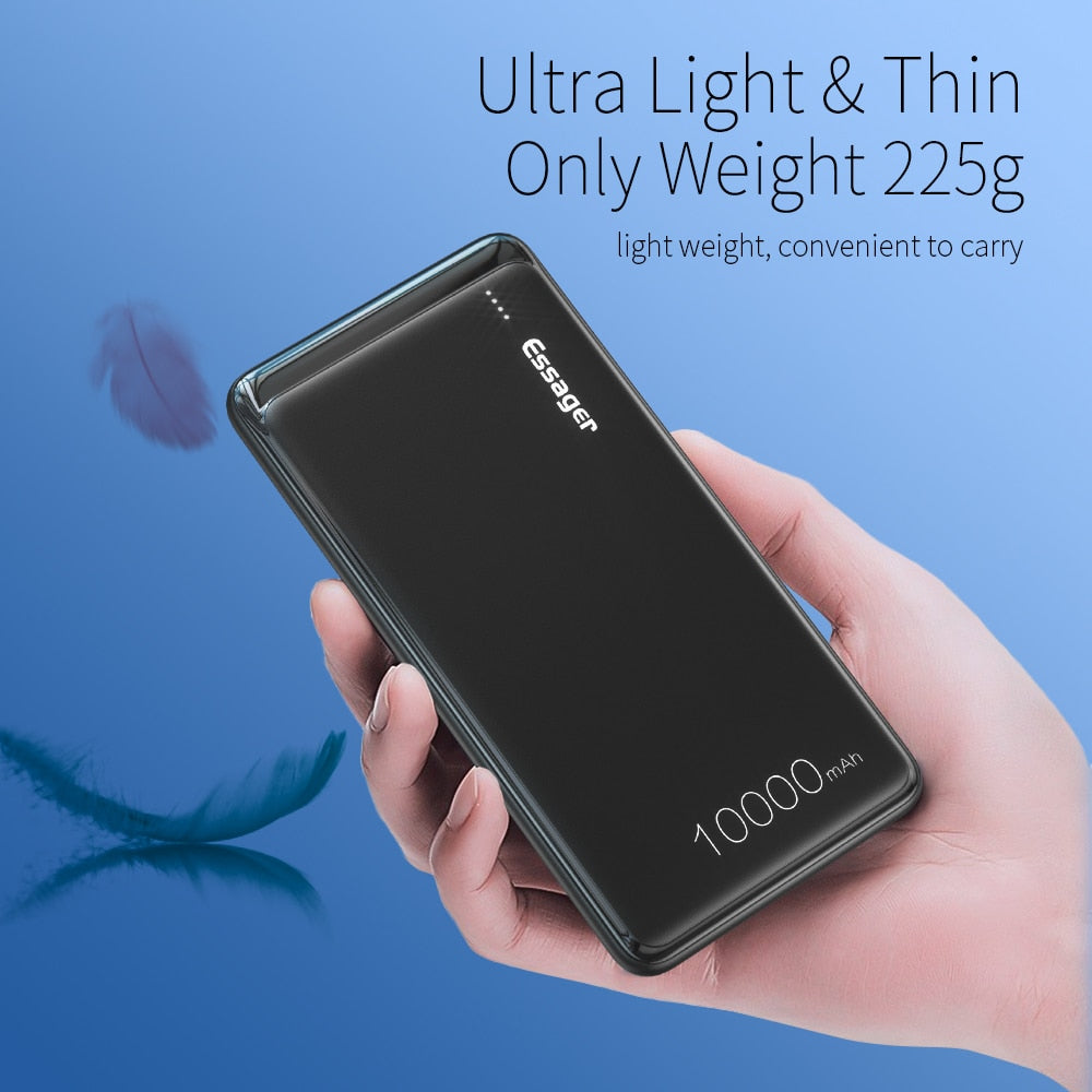 Essager Slim  10000mAh  Power Bank with Dual USB LED Display