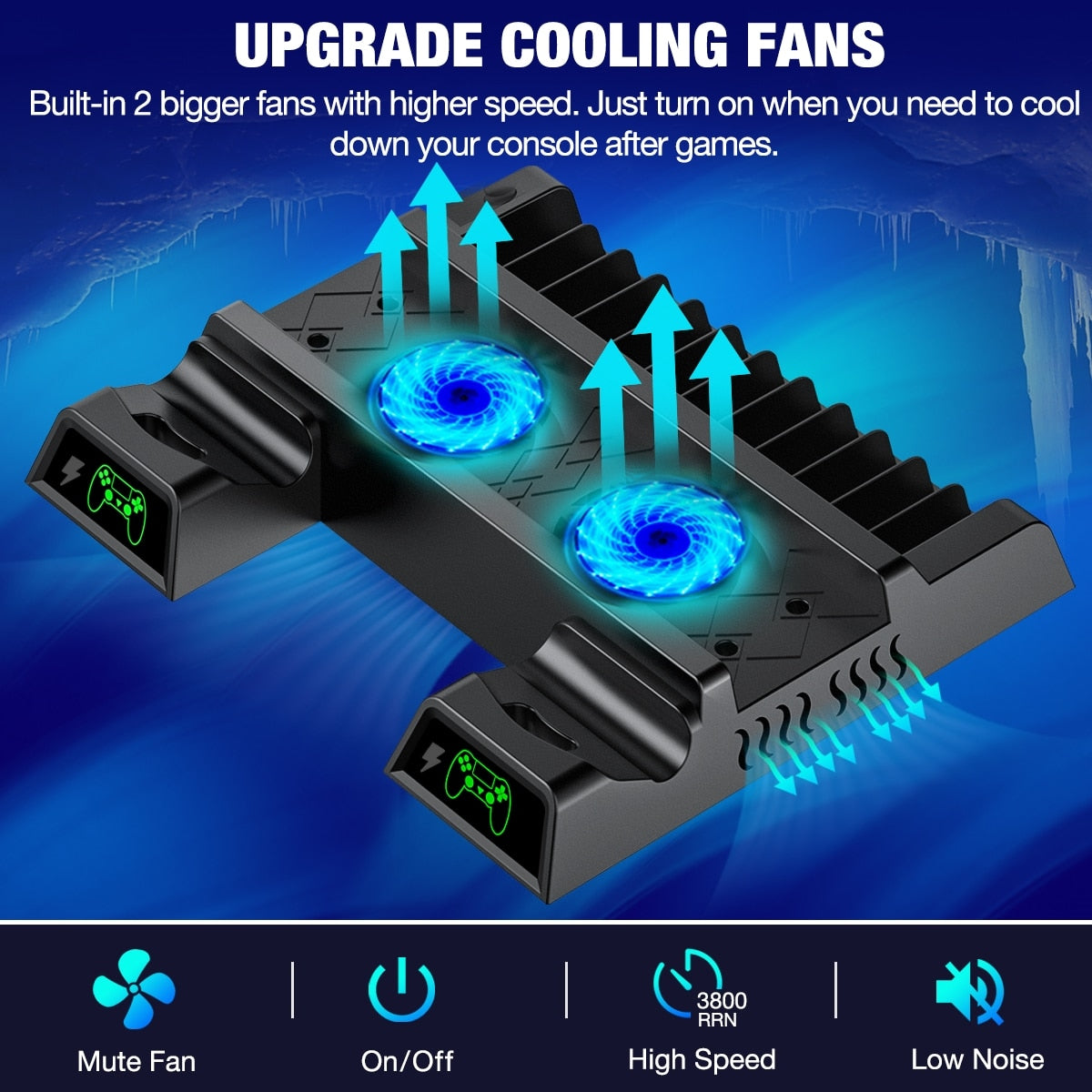 PS4 Stand With Cooling Fan And Dual Controller Charging