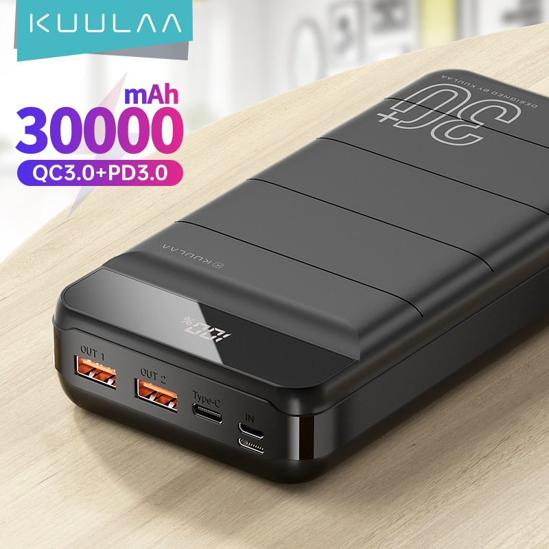 KUULAA Fast Charging Power Bank 30000mAh QC 3.0