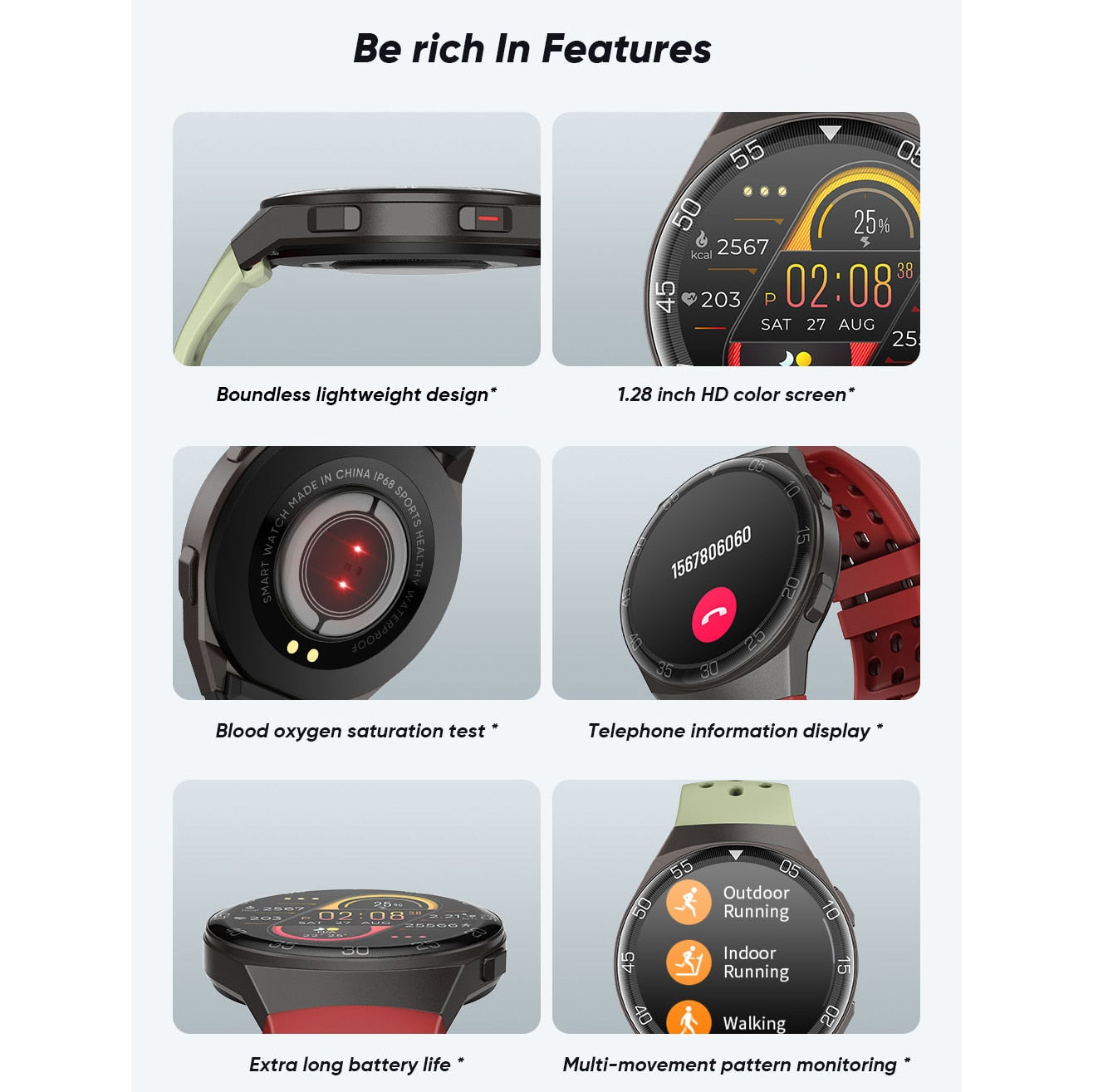 LIGE Full Touch Screen Fitness Tracker Smart Watch