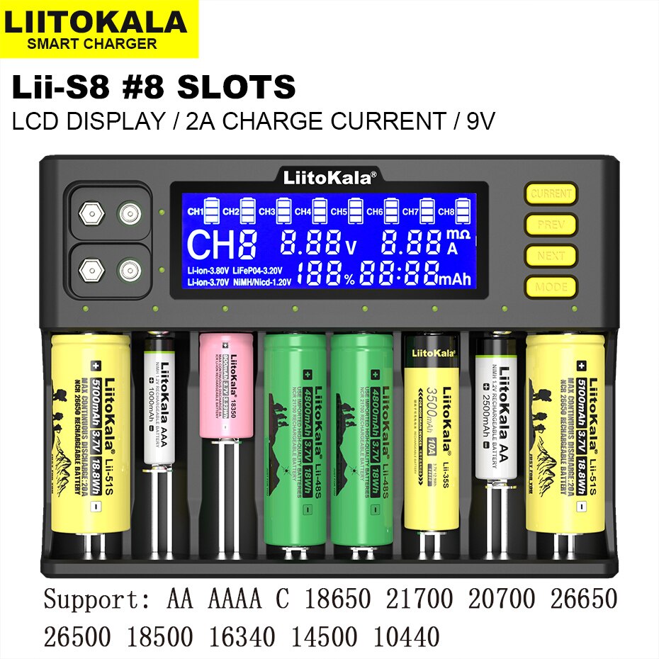 LiitoKala Lii-S8 Battery Charger Li-Ion 3.7V