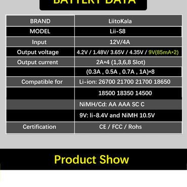 LiitoKala Lii-S8 Battery Charger Li-Ion 3.7V