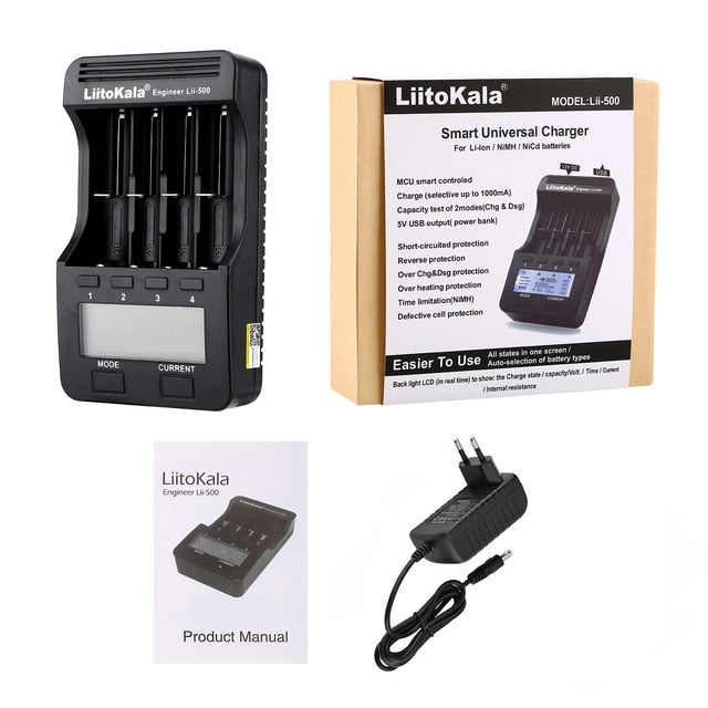 LiitoKala Battery Charger with LCD Screen 3.7V/1.2V AA/AAA