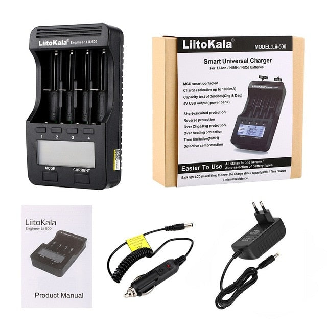 LiitoKala Battery Charger with LCD Screen 3.7V/1.2V AA/AAA