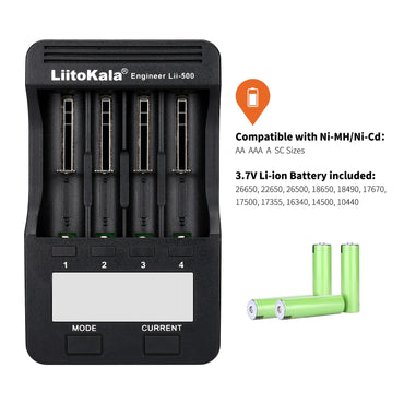 LiitoKala Battery Charger with LCD Screen 3.7V/1.2V AA/AAA