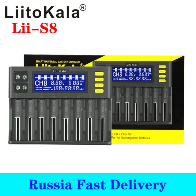 LiitoKala  Battery Charger  with LCD Screen 3.7V 1.2V