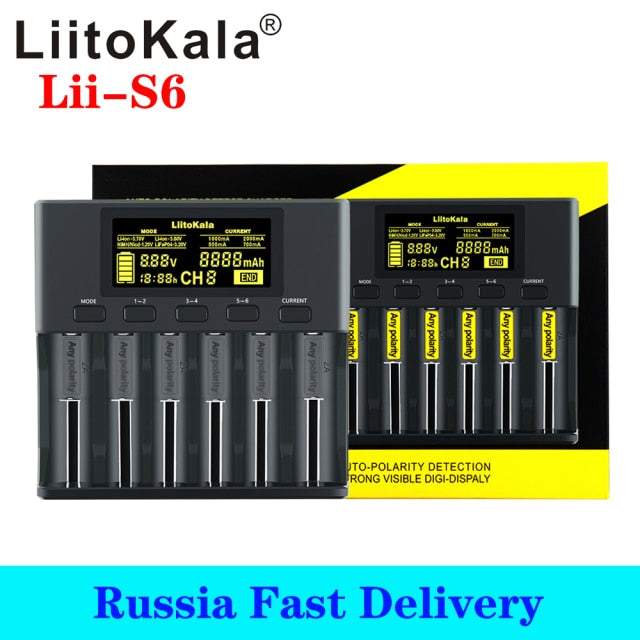 LiitoKala  Battery Charger  with LCD Screen 3.7V 1.2V