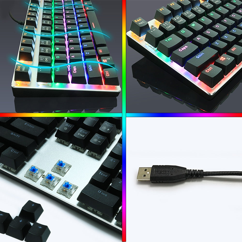 METOO 87/104keys Wired Gaming Mechanical Keyboard