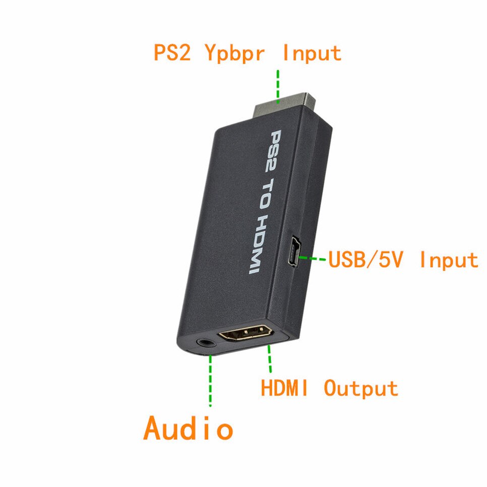 Portable PS2 to HDMI 480i/480p/576i Audio Video Converter