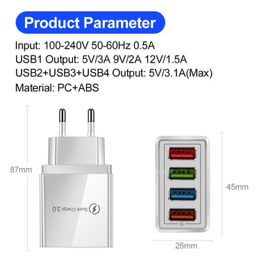 Universal  4 Ports Fast Charging 4.0 USB Charger