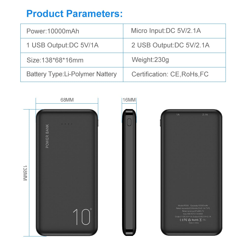 RAXFLY Power Bank 10000mAh