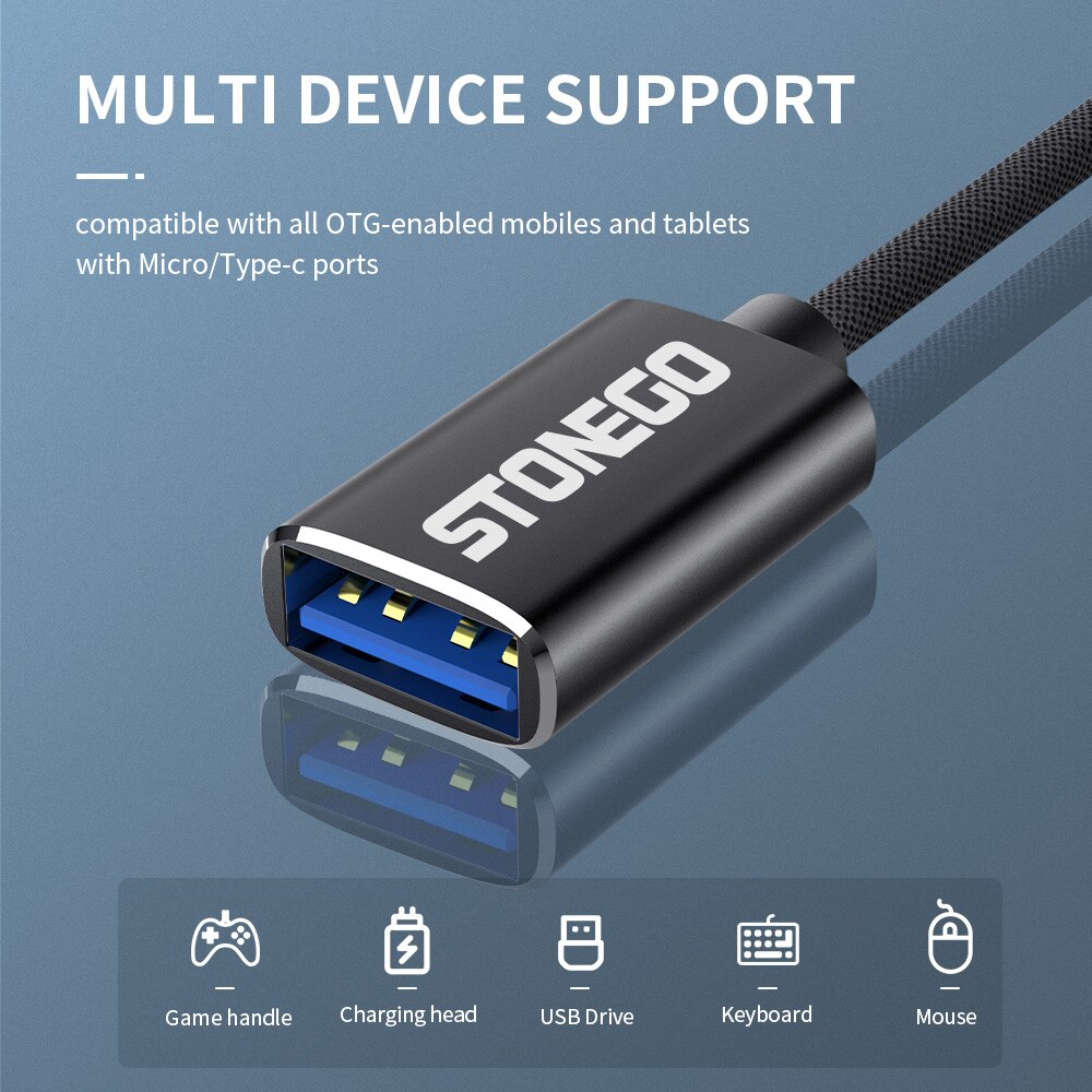 STONEGO 2 in 1 OTG Adapter Cable Nylon Braid USB 3.0 to Micro USB Type C