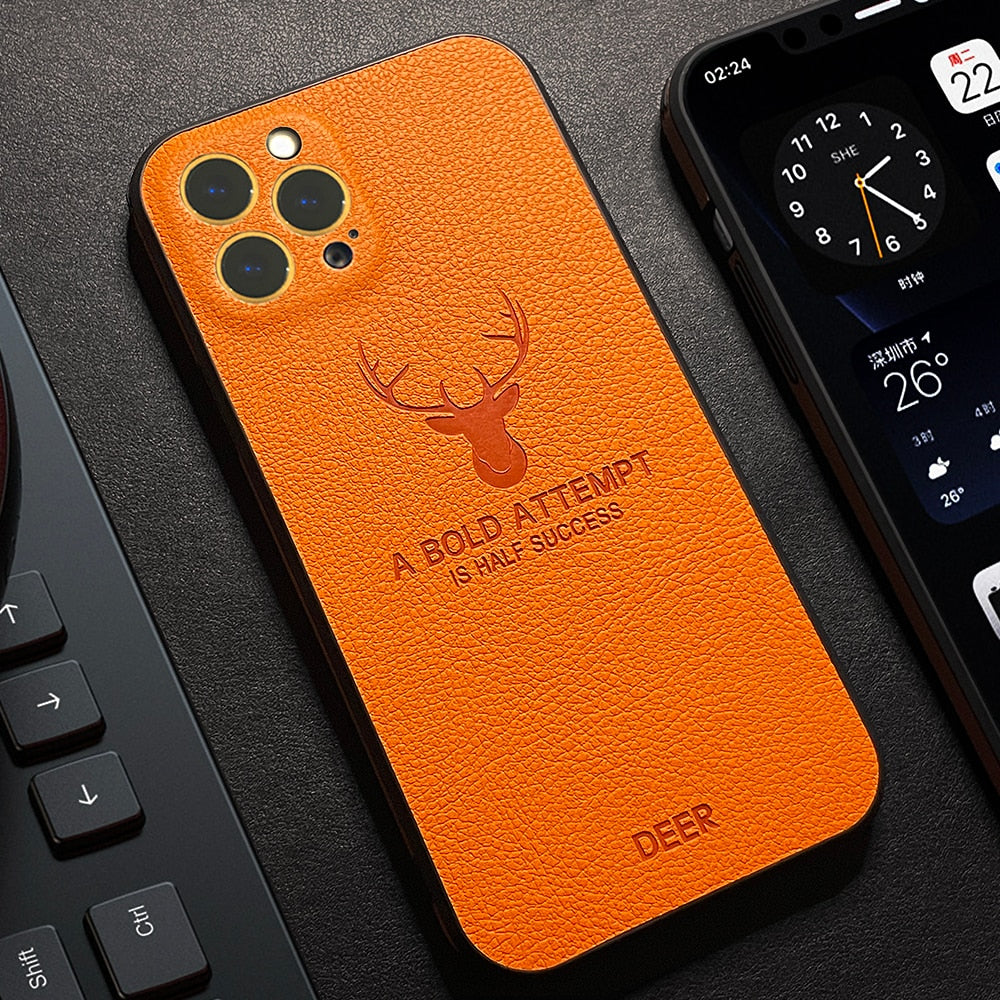 Leather Shockproof Deer Case For iPhone