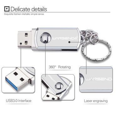 Stainless Steel USB 3.0 USB Flash Drive Keychain