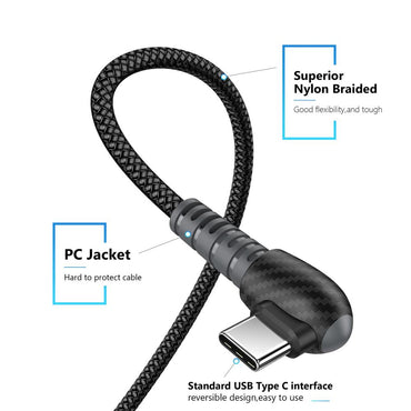 TIEGEM Type C Cable 3A Fast Charging 90 degree