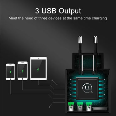 USAMS Charger 5V 3A 3 USB Ports with Digital Display
