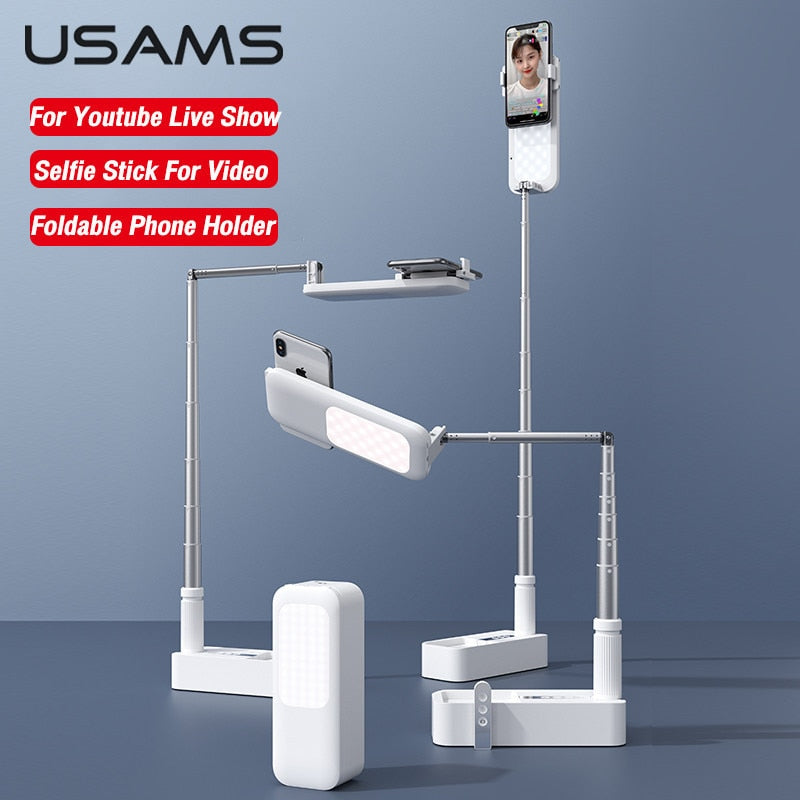 USAMS Retractable  Portable Phone Holder with LED