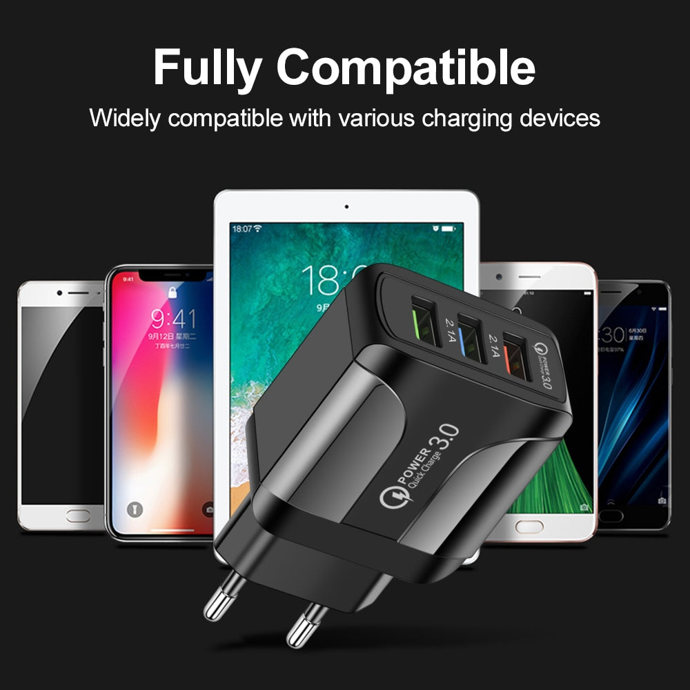 USB Universal 3 USB Port Charger 5V QC3.0