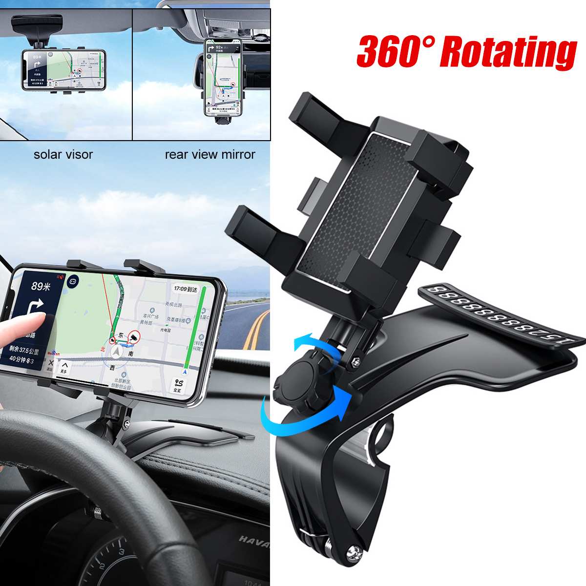 360 Degree Dashboard Car Phone Stands Rearview Mirror Mount