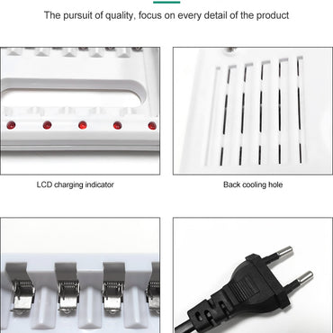 VOXLINK Battery Charger intelligent 8 slots For AA/AAA