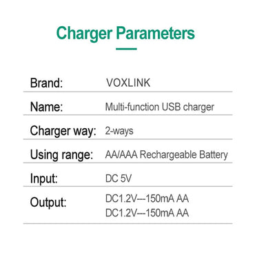 VOXLINK USB Battery Charger 2 slots For AA/AAA