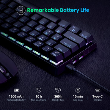 VicTsing Wireless two Bluetooth/2.4Ghz 60% RGB Mechanical Gaming Keyboard