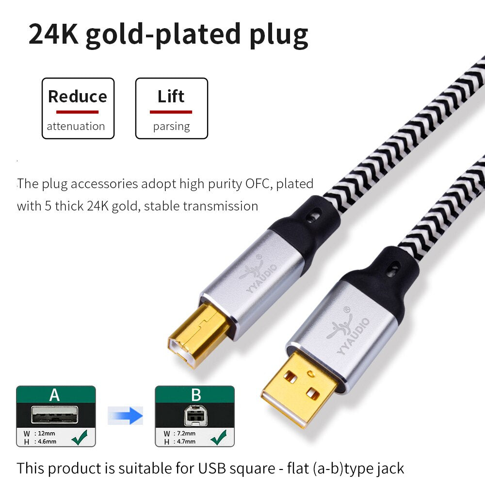 YYAUDIO Hi-End OCC silver plated USB audio cable