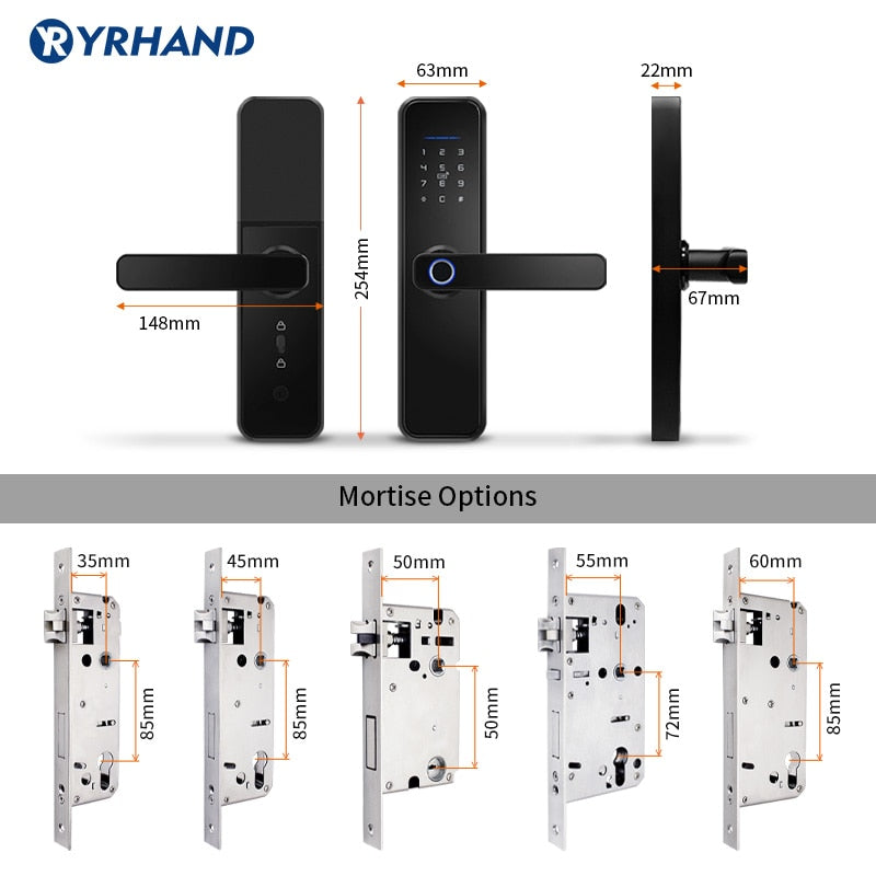 Waterproof Tuya Biometric Fingerprint Door Lock